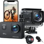 WOLFANG GA100 Action Cam, 4K 20MP WiFi Action Kamera, 40M Unterwasserkamera, EIS