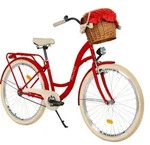 Milord Komfort Fahrrad Mit Weidenkorb City Damenfahrrad, 26 Zoll, Rot, 1-Gang - Rot