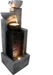 Gro&szlig;er Gartenbrunnen 109 cm mit LED Beleuchtung Springbrunnen Kaskade...