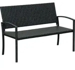 Outsunny Gartenbank, 2-Sitzer Sitzbank in Rattanoptik Parkbank bis 240 kg Stahl -