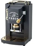 Faber Pro Deluxe Mat Black & Messing ESE Pad Espressomaschine - Schwarz