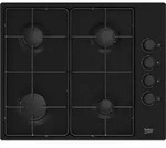 Beko HIGG 64123 SB, Schwarz, Integriert, 60 cm, Gaskochfeld, Emailliert, 4 Zone(n) -