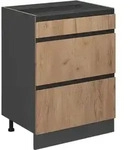K&uuml;chenunterschrank Vicco R-Line Goldkraft Eiche 60 cm J-Shape, mit Schubladen, ohne