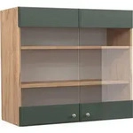 K&uuml;chenglasschrank Vicco Fame-Line Gr&uuml;n-Gold Landhaus 80 cm, Model 38395 -