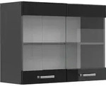 K&uuml;chenglasschrank Vicco R-Line Schwarz Hochglanz 80 cm, Model 41078 -