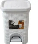 Stefanplast 30100 Abfalleimer, In Rattanoptik Kunststoff, 20,5 x 20,5 x 28 cm - Wei&szlig;