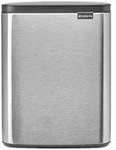 Brabantia BO M&uuml;lleimer 12 Liter Matt Steel Fingerprint Proof - Silber/Schwarz