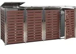 4er M&uuml;lltonnenverkleidung HWC-K14, M&uuml;lltonnenbox, 120x264x85cm WPC Edelstahl 128kg