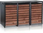Zelsius M&uuml;lltonnenbox-Set f&uuml;r drei M&uuml;lltonnen | Anthrazit RAL 7016 | T&uuml;r in