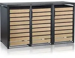 Zelsius M&uuml;lltonnenbox-Set f&uuml;r drei M&uuml;lltonnen | Anthrazit RAL 7016 | T&uuml;r in