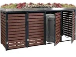 4er M&uuml;lltonnenverkleidung MCW-K14, M&uuml;lltonnenbox mit Pflanzkasten, 124x265x84cm WPC