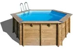 GRE Holzbecken rund Modell Vanille 2 &Oslash; 400 x 119 cm, Komplettset - Blau