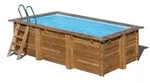 GRE Holzbecken rechteckig Modell Marbella 2 420 x 270 x 117 cm, Komplettset - Blau