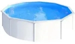 Stahlwandpool rund 460x120 cm, Stahl 0,4 mm wei&szlig;, Folie 0,3 mm blau, overlap -...