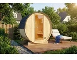 FinnTherm Fass-Sauna Mini XXS, 194 x 130 x 194 cm Gartensauna, Outdoor Sauna mit 42