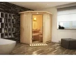Karibu Sauna Innensauna Nanja Eckeinstieg Ofen 3,6 kW intgr. Strg 151x151x198 cm ohne