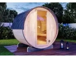 FinnTherm Fass-Sauna Mini XS, 194 x 160 x 194 cm Gartensauna, Outdoor Sauna mit 42 mm