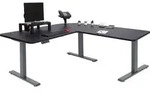 Eck-Schreibtisch HWC-D40, Computertisch elektrisch h&ouml;henverstellbar 178x178cm...
