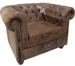 Edler Chesterfield Sessel Antik braun mit Knopfheftung Wohnzimmersessel...