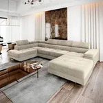 Masseno Ecksofa CASONE L-S mit Schlaffunktion U-Form, Sofa mit Bettkasten,