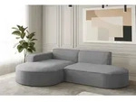 Ecksofa Designersofa PALMA XS in Stoff Opera Velvet Grau Ottomane Links - Grau