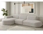Ecksofa Designersofa PALMA in Stoff Ascot Pearl Ottomane Links - Grau