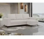Ecksofa Wohnzimmer aus Cordstoff mit Schlaffunktion - HUGO-lin - Wei&szlig; - Wei&szlig;