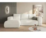Easy4You Lambi Creme Ecksofa L-Form Links 266 x 89 x 164 cm mit Schlaffunktion und