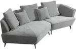 KAWOLA Sofa GARBO Designsofa Stoff grau links offen - Grau