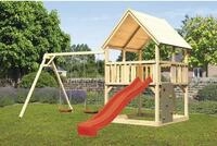 Spielturm Spielhaus Karibu Luis 200 x 200 cm Holz bestehend aus Grundturm, Rutsche, 2