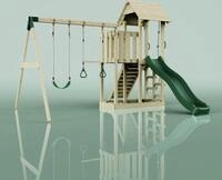 OutdoorToys Spielturm mit Wellenrutsche und 2x Kinder-Schaukel, Outdoor