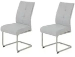 Hela Tische, 2er Set Esszimmerstuhl Freischwinger INES, Bezug Webstoff Grau, XL