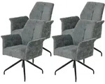 Hela Tische, 4er Set Armlehnstuhl, Sessel Viktoria-Bezug Webstoff Grau-Spider...