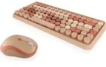 KeySonic KSKM-5200M-RF (DE) Maus-Tastatur-Set - Beige/Braun/Rosa
