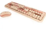 KeySonic KSKM-8200M-RF (DE) Maus-Tastatur-Set - Beige/Braun/Rosa