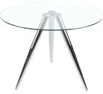 SalesFever Bistro-Esstisch rund &Oslash; 100 cm | Tischplatte Glas | Gestell Chrom |...
