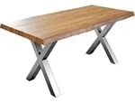 SAM&reg; Esstisch Baumkante massiv Akazie natur 240 x 100 silber X-Gestell XEREZ -...