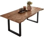 Esstisch Baumkante Massiv Mango naturfarben 160 x 85 schwarz U-Gestell NORINA -