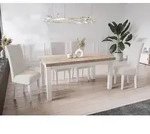 Moderner Rechteckiger Ausziehbarer Esstisch - Platzsparend - Wei&szlig;en Holzbeine...