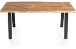 SalesFever Massiver Esstisch | 3,5 cm Akazie Natur Baumkante | 140 x 80 | V-Gestell