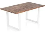 SalesFever Esstisch 140 x 80 cm | Tischplatte Akazie 35 mm | U-Gestell Metall | B 140