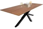 Esstisch 160 x 85 cm Akazie massiv nussbaumfarben Schweizer Kante...