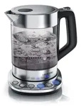 Arendo - Rauchglas Glas Wasserkocher mit Temperatureinstellung - Edelstahl -