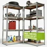 Juskys Lagerregal Easy 2er Set 160x80x40 cm - max. 640 kg - Metall Regale Silber -
