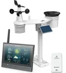 Bresser MeteoChamp HD Profi WLAN Wetterstation Funk mit 7 in 1 Au&szlig;ensensor - Grau