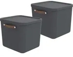 Rotho 2er-Set Aufbewahrungsbox 40L Maloja - Kunststoffbox mit Deckel -...
