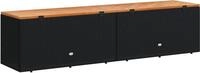 Gartentruhe Schwarz 220x50x54 cm Poly Rattan Akazienholz