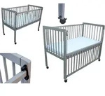 Kinderbett / Beistellbett / Babybett 2in1 120x60cm mit Matratze grau - Grau