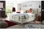 Boxspringbett Manolo 2 in Stoff creme mit Motor 180x200 cm - Creme