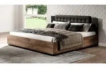 Bett mit gepolstertem Kopfteil LJUBA &ndash; 180x200, Eiche Flagstaf / schwarz...